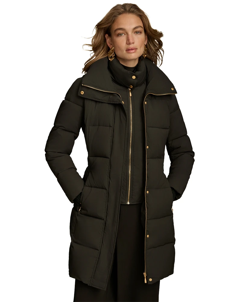 Donna Karan New York Women's Belted Bibbed Puffer Coat
