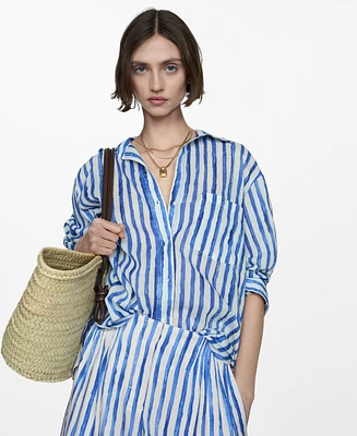 Mango Women's Cotton Striped Shirt