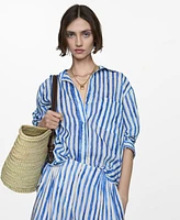 Mango Women's Cotton Striped Shirt