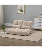 Convertible Sofa Bed with 2 Pillows and Adjustable Backrest