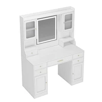 Simplie Fun Vanity Table with Mirror, Drawers & Shelves