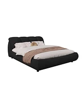 Simplie Fun Queen Upholstered Platform Bed with Padded Backrest