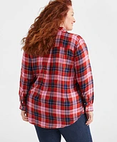 Style & Co Plus Perfect Button-Front Long-Sleeve Shirt, Created for Macy's