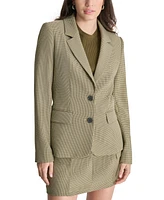 Dkny Petite Printed Double-Button Notched-Collar Blazer