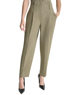 Dkny Petite Printed High Rise Paper-Bag-Waist Pants