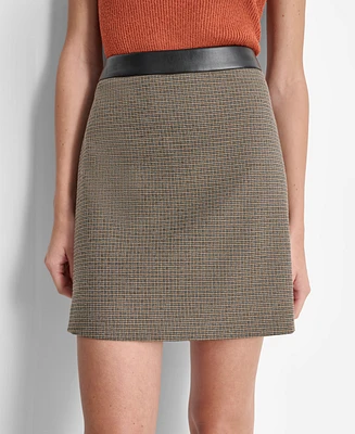 Dkny Women's Faux-Leather-Trim Mini Skirt