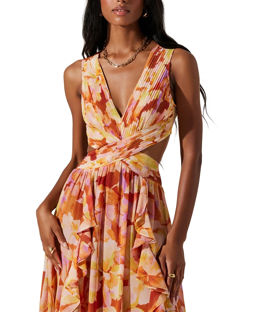 Astr the Label Women's Noya Floral Cut-Out Lace-Back Maxi Dress