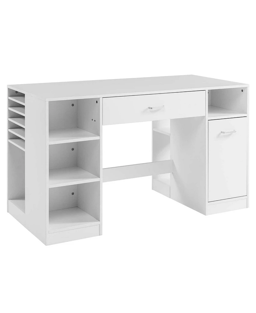 Skonyon Sewing Craft Table Home Office Computer Desk with Storage Shelves and Drawer