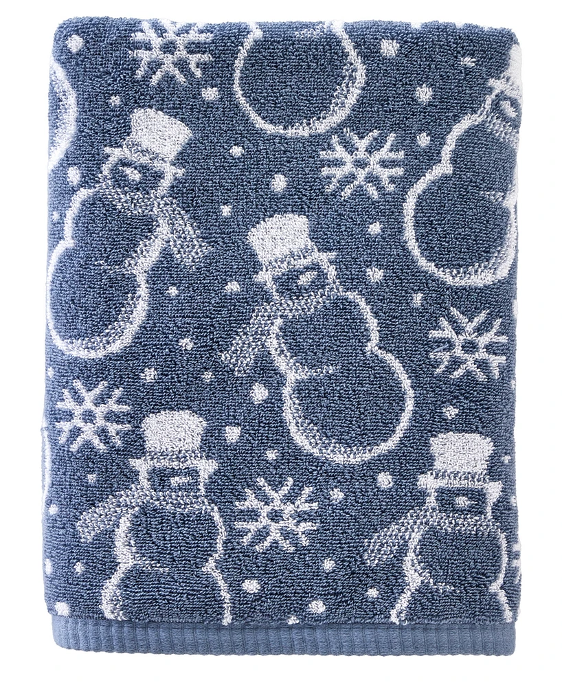 Skl Home Top Hat Snowman Jacquard Cotton Bath Towel, 25" x 50"