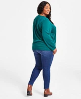 Tommy Hilfiger Plus Size Polar Bear Long Sleeve Crewneck Sweater Th Flex Gramercy Pull On Jeans