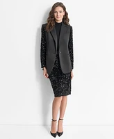 Dkny Women's Sequinned-Sleeve Single-Button Blazer