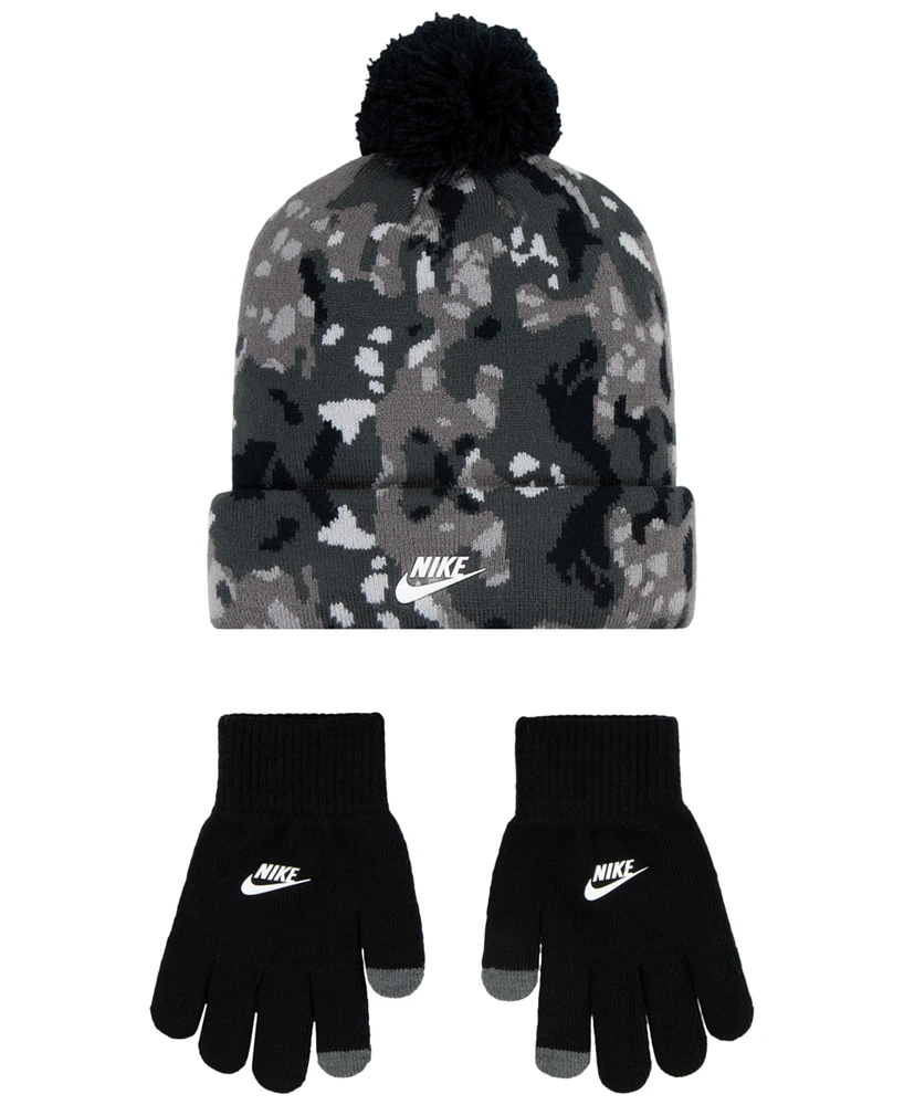 Nike Big Kids Printed Peak Beanie Set