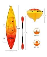 Vebreda Single Sit-on-Top Kayak with Detachable Aluminum Paddle-Yellow