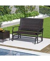 Sugift All Weather Outdoor 2-Person Swing Glider Bench with Quick Dry Foam Seat