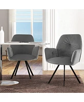 Sugift Set of 2 Swivel Accent Arm Chairs with Metal Legs and Wide Back