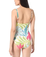 Vince Camuto Women's Printed V-Wire One-Piece Swimsuit