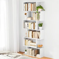 6-Tier S-Shaped Bookshelf Storage Mdf Bookcase