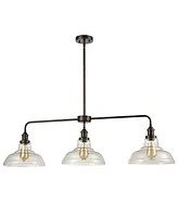 Moose Modern Bronze Island Chandelier with Clear Glass Shade - 3 Light