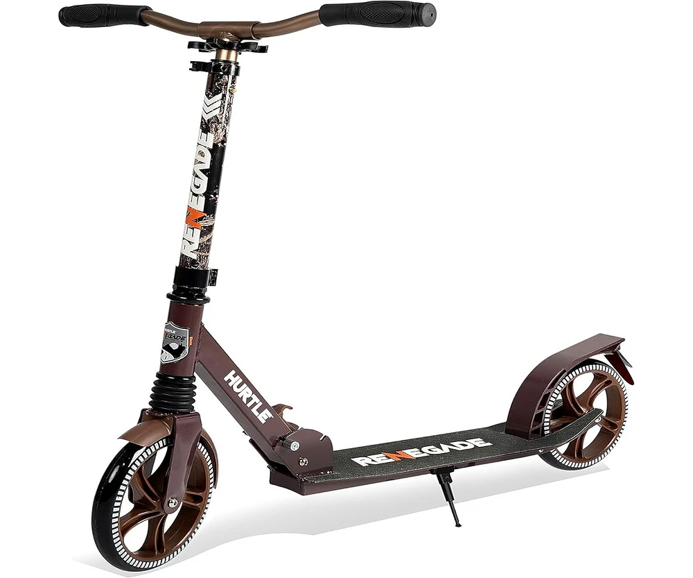 Hurtle Lightweight and Foldable Kick Scooter - Adjustable Scooter for Teens and Adult, Alloy Deck with High Impact Wheels