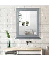 Sugift Wall-Mounted Multipurpose Vanity Mirror with Shelf-White