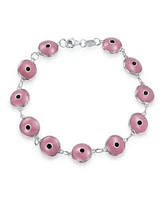 Bling Jewelry Protection Good Luck Amulet Turkish Translucent Glass Bead Evil Eye Bracelet For Women Sterling Silver