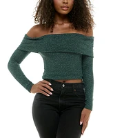 B Darlin Juniors' Glitter Off-The-Shoulder Top