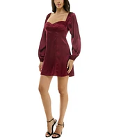 B Darlin Juniors' Sweetheart-Neck Long-Sleeve A-Line Dress