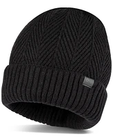 Kenneth Cole Reaction Men's Ribbed Herringbone Beanie & Scarf Set