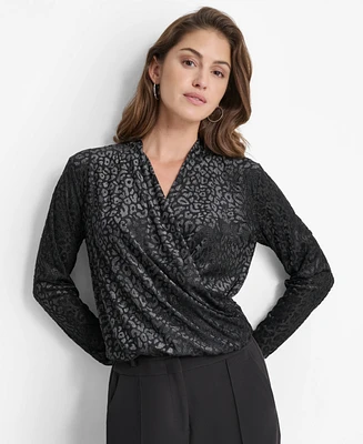 Dkny Women's Drape-Front Long-Sleeve Blouse