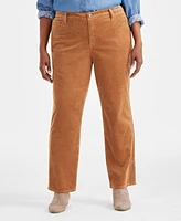 Style & Co Plus High-Rise Straight-Leg Corduroy Pants, Created for Macy's