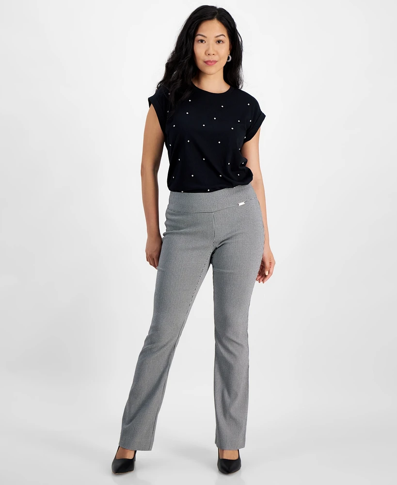 I.n.c. International Concepts Petite Houndstooth Bootcut Pull-On Pants, Created for Macy's