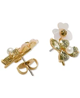 Kate Spade New York Silver-Tone Cubic Zirconia, Imitation Pearl & Mother-of-Pearl Flower Stud Earrings