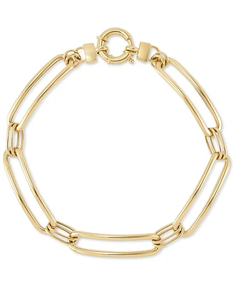 Polished Curved Paperclip Link Bracelet in 14k Gold