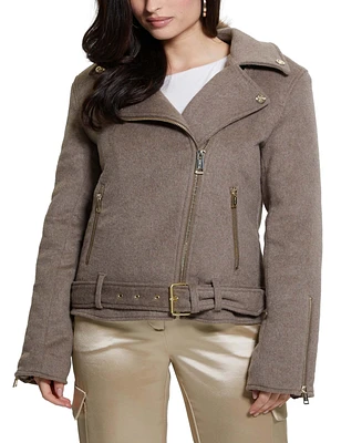 Guess Women's Nancy Faux Fur-Trim-Collar Long-Sleeve Jacket