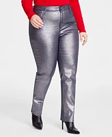 I.n.c. International Concepts Plus Metallic Straight-Leg Jeans, Created for Macy's