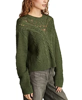 Lucky Brand Women's Open-Knit-Yoke Crewneck Sweater