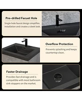 36" Wall-Mounted Bathroom Vanity with Quartz Basin and Soft Close Drawers