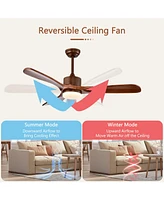 Sugift 52 Inch Reversible Ceiling Fan with Led Light and Adjustable Temperature