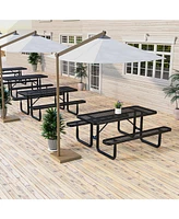 Sugift Outdoor Picnic Table and Bench Set for 8 Person with Seats and Mesh Grid