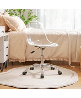 Vebreda Swivel Acrylic Armless Adjustable Height Office Chair