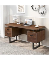 Streamdale Furniture Home Office Computer Desk With Drawers/Hanging Letter-Size Files, 59 Inch Writing Study Table