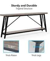 Tribesigns 70.86 Inches Extra Long Sofa Table Behind Couch, Industrial Entry Console Table for Hallway, Entryway & Living Room, Light Grey Brown