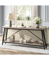 Tribesigns 70.86 Inches Extra Long Sofa Table Behind Couch, Industrial Entry Console Table for Hallway, Entryway & Living Room, Light Grey Brown