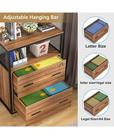 Tribesigns 2 Drawer File Cabinet with Lock, Large Lateral Filing Cabinet for Letter/Legal / A4 Size, Wood Printer Stand with Open Storage Shelves for
