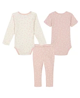 Calvin Klein Baby Girl Two-Tone Floral Set: Long Sleeve Bodysuit Short Knit Pants