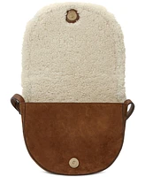 Lauren Ralph Lauren Suede Small Witley Crossbody with Sherpa Trim