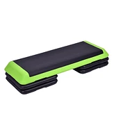 Skonyon 43 Inches Height Adjustable Fitness Aerobic Step with Risers-Green