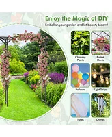 Skonyon 6.8 Feet Garden Arbor with Trellises for Climbing Plant Vine Rose