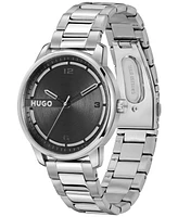 Hugo Boss Men's Stamp Quartz Basic Stainless Steel Watch 42mm - Silver