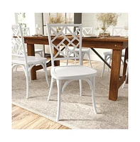 Merrick Lane Mara Solid Wood Dining Chair With Stackable Design, Ornate Seat Back Accenting, And Elegant Finish